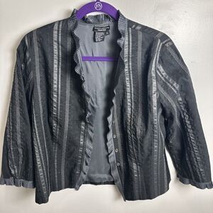 Vintage Doncaster Collection Blazer Black Ruffle Edge Sparkle Lined Sz 12